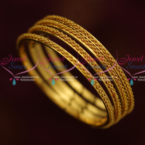 B13891 Thin Spiral Twisted Design Gold Plated Kids Jewelry Daily Wear Bangles Shop Online