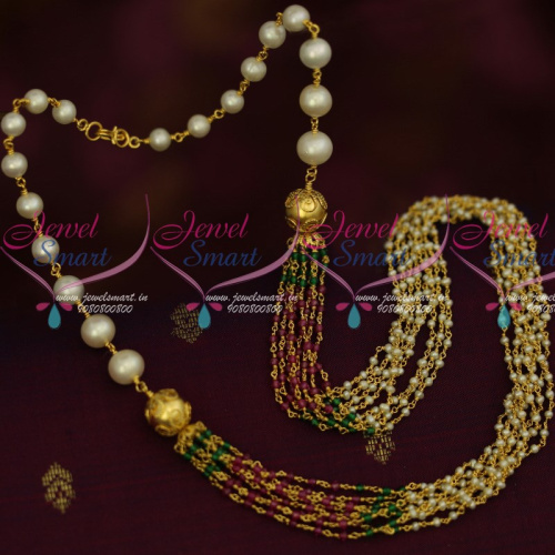 NL13836 Original Fresh Water Hyderabad Pearls Red Green Crystal Beads Beaded Jewellery