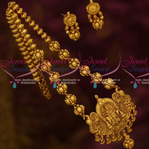NL13848G Lord Krishna Design Beaded Jewellery Traditional Gold Inspired Intricate Chain Pendant Online