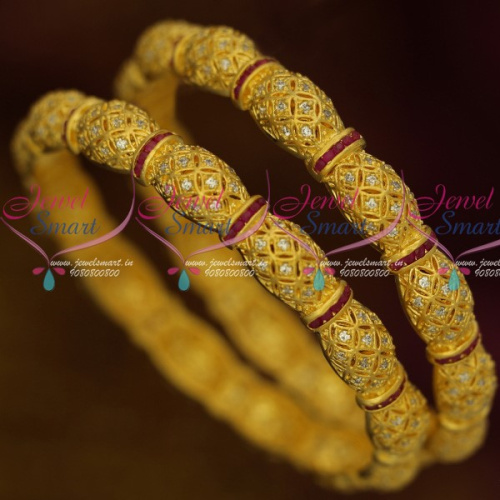 B13658 Matte Gold American Diamond Jewelry Neli Bangles Stylish Imitation Designs Online