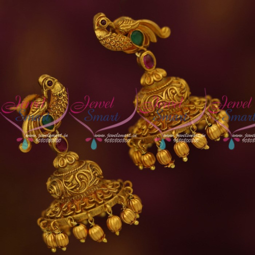 J13818 Gold Jewelry Inspired Jhumka Design Latest Antique Matte Fashion Collections Online