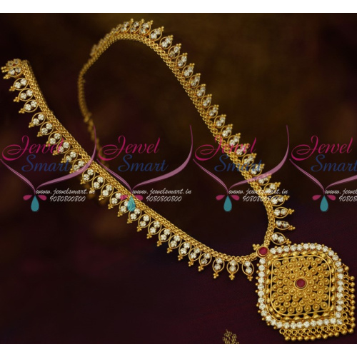 NL13659W South Indian Gold Covering Ad White Stones Jewelry Haram Traditional Designs Online