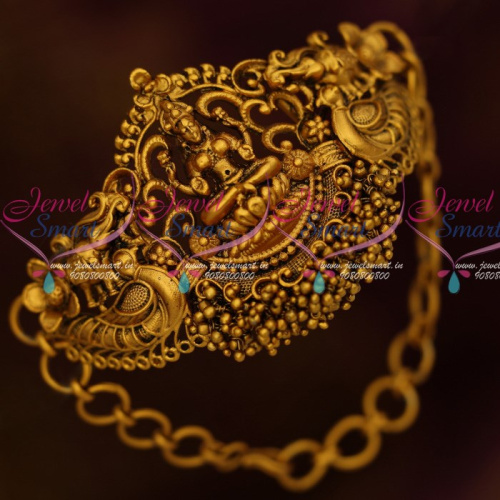 V13838 Temple Chain Vanki Baju Band Small Size Curve Shape Matte Antique Gold Plated Online