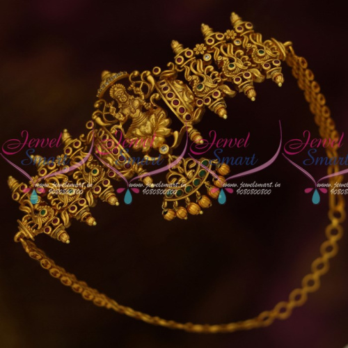 V13839 Temple Chain Vanki Latest Bridal Jewelry Designs Matching Matte Finish Gold Accessory Online