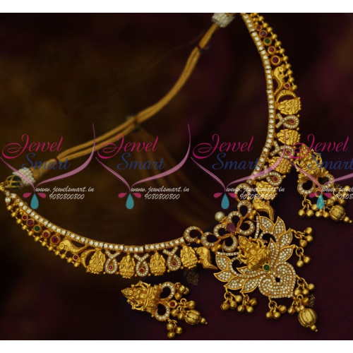 NL13687 Temple Jewellery One Gram Gold AD Sparkling Stones Real Look Traditional Necklace Set 