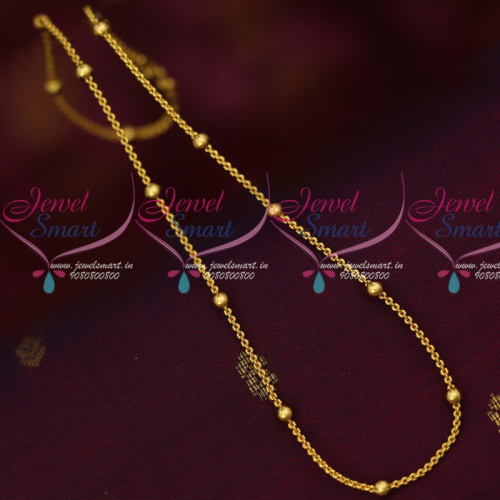 C13947 Thin Link Chain Golden Ball Fancy Design Gold Plated Short Chain Daily Wear Jewelry Online