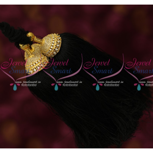 JK13952 AD Ruby Emerald Semi Precious Stones Hair Kuppulu Latest Traditional Hair Accessory Online