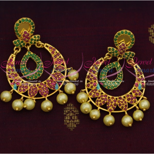 ER14190 Ruby Emerald Stylish Light Weight Earrings Latest Imitation Jewellery Designs Low Price