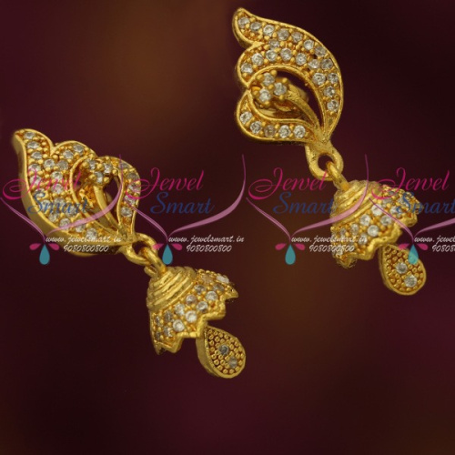J13997W Peacock Stylish AD Stones South Indian Gold Plated Jewellery Jhumka Earrings Online
