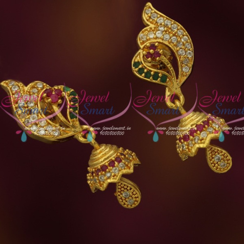 J13997M Peacock Stylish AD Stones South Indian Gold Plated Jewellery Jhumka Earrings Online