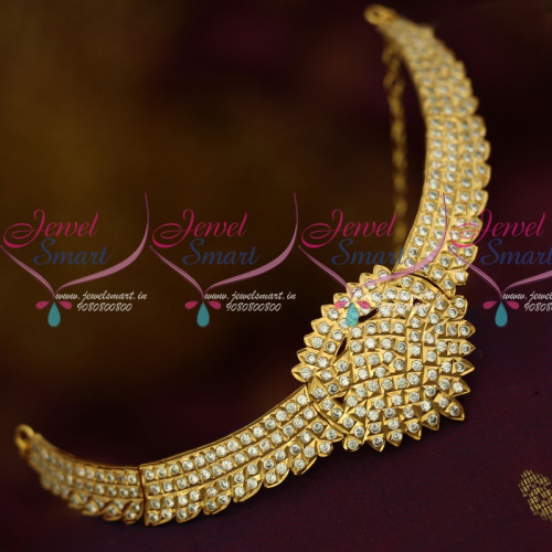 NL14054 South Indian Thick Metal AD Choker White Stones Traditional Jewelry Online