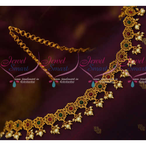H14104 Kemp Stones Floral Low Price Fancy Chain Vaddanam TV Artists Jewellery Online