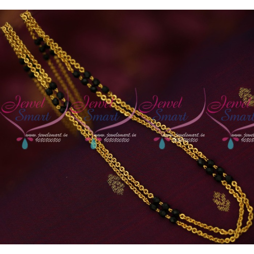 C13932 Rettai Vadam Double Layer Chain Black Crystals South Indian Fashion Jewelry Online