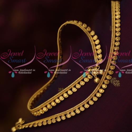 P14119 Mango Design Plain Gold Plated Traditional Anklets South Indian Jewellery Online