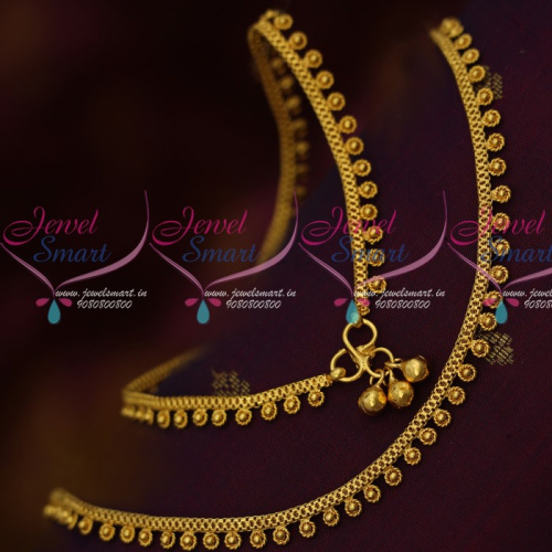 P14120 Spiral Design Thin Gold Plated Covering Anklets South Indian Jewellery Online