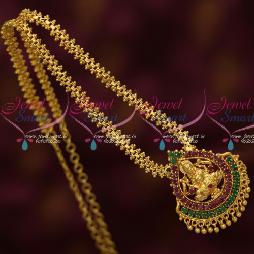 CS14077 Gold Plated AD Stones Temple Jewellery Chain Pendant South Indian Daily Wear Designs Online