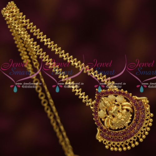 CS14078 Gold Plated AD Stones Temple Jewellery Chain Pendant South Indian Daily Wear Designs Online