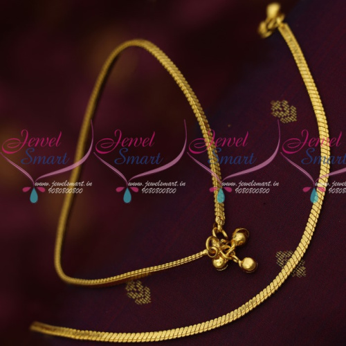 P14166 Flat Chain Design Plain Gold Covering Daily Use Anklets South Indian Design Online