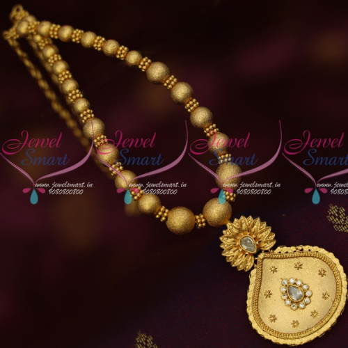 NL14155 Beads Mala Matte Gold Plated Finish Fancy Short Imitation Necklace Shop Online