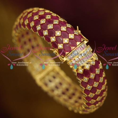 B14035 Single Piece Broad Clip Open Ruby Kada Semi Precious Grand Jewelry Design Online