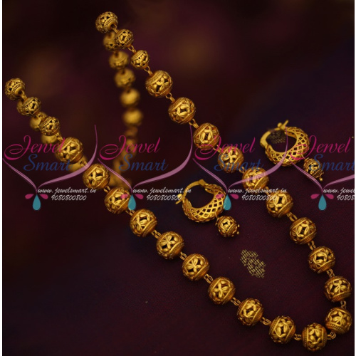 NL14630 Floral Handmade Copper Beads Antique Gold Plated Mala Bali Earrings Online