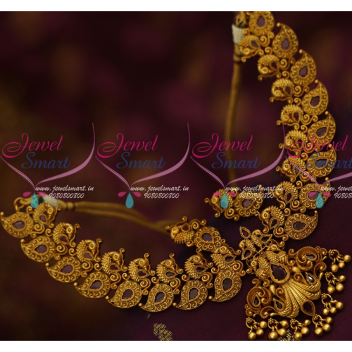 NL14416 Antique Fashion Jewellery Peacock Broad Ruby Necklace Latest Trendy Collections Online