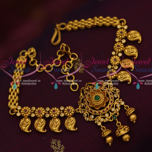 V14650 Mango Naksi Floral Design Matte Gold Plated Bridal Jewelry Chain Vanki Shop Online