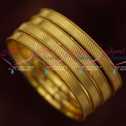 B14647 Daily Wear 4 Pieces Gold Covering Bangles Smooth Inside Finish Imitation Jewellery Online