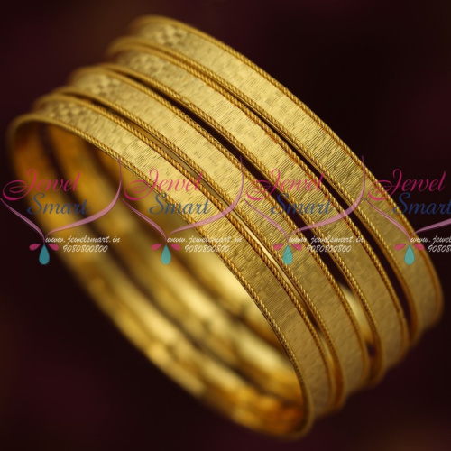 B14648 Latest 4 Pieces Self Design Smooth Daily Wear Jewellery Micron Covering Bangles Online