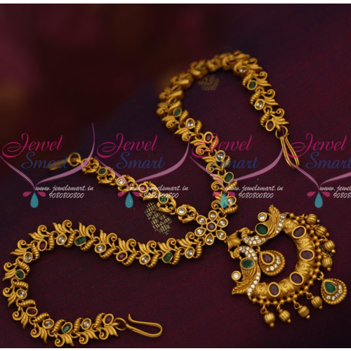 T14660 Bridal Matte Gold Damini Mathapatti AD Stones Gold Design Traditional Hair Jewellery Shop Online