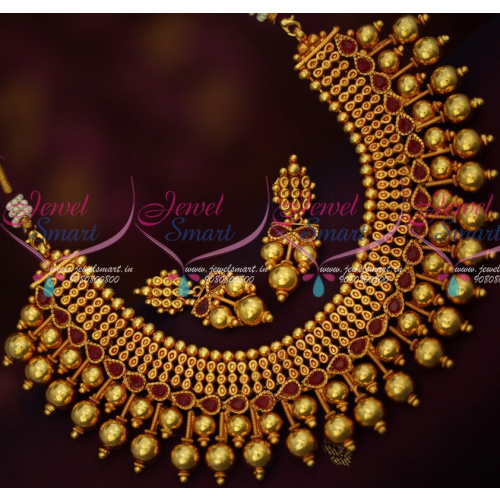 NL14615 Antique Reddish Plated Broad Jewellery Set Latest Party Wear Necklace Online