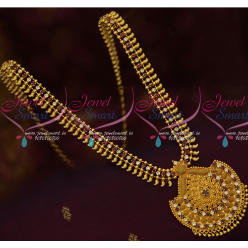NL14452 South Indian Gold Covering Haram AD Ruby White Stones Daily Wear Jewellery Online