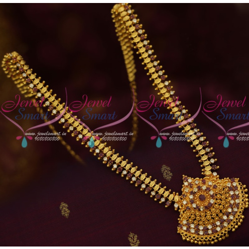 NL14456 Ruby White New Leaf Design Haram South Indian Gold Covering Jewellery Shop Online