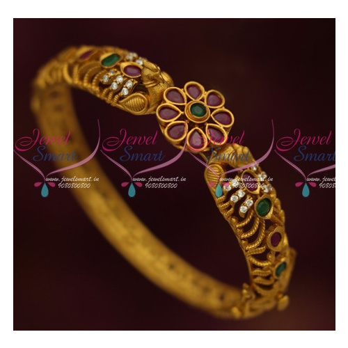 B14522 Light Weight Antique Jewellery Semi Precious Stones Kada Bracelets Online