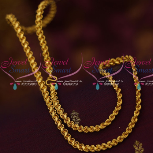 C14446 6 MM Kerala Style Design Murukku Kodi 24 Inches Gold Plated Jewellery Chain Daily Wear