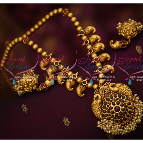 NL14385 Real Gold Finish Kemp Beaded Mango Necklace Antique Reddish Plated Jewellery Online