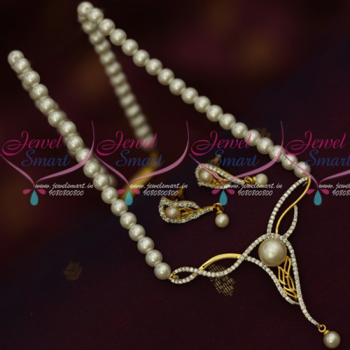 NL14582 Gold Inspired Pendant Earrings Design Beaded Pearl Mala Latest Artificial Jewellery