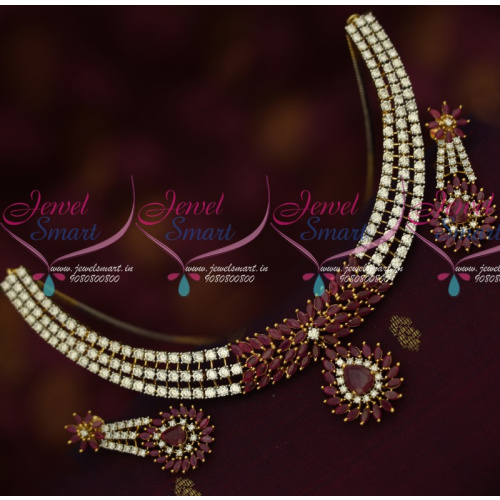 NL14641 American Diamond Gold Silver Two Tone Plated Stylish Trendy Jewellery Set Shop Online