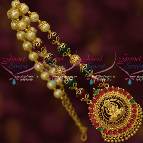 NL14350 Real Kemp Gold Plated Temple Jewelry Multi Colour Pearl Mala Low Price Imitation