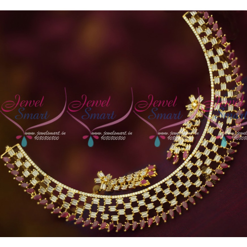 NL14556 AD Diamond Finish Tube Shape Sparkling AD Stones Stylish Jewellery Set Online