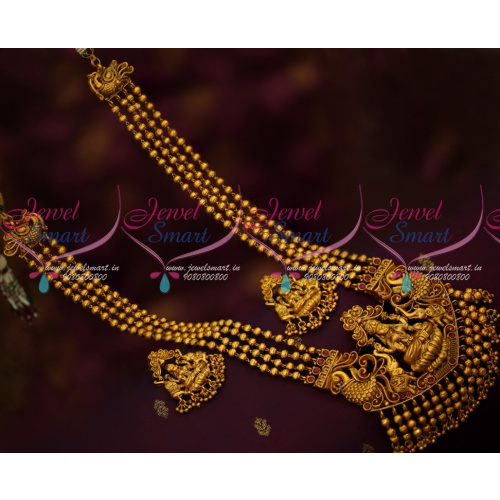 NL14469 4 Line Beads Haram Broad Temple Nagas Pendant Antique Traditional Jewellery Online