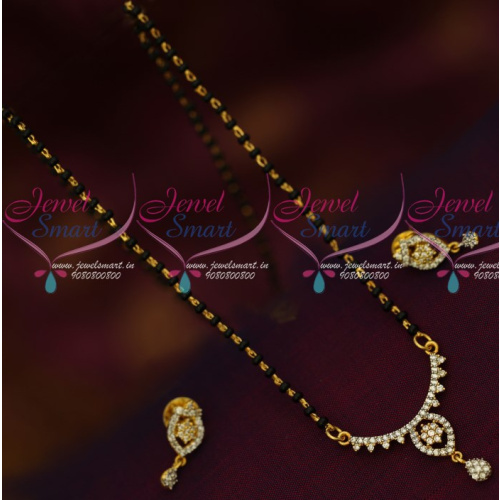 MS15066 Black Beads Karumani Mala Single Line Short Mangalsutra Traditional Indian Jewelry Online