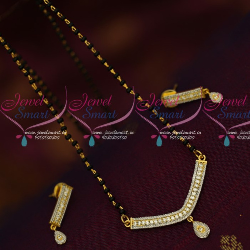 MS15067 Black Beads Karumani Mala Single Line Short Mangalsutra Traditional Indian Jewelry Online