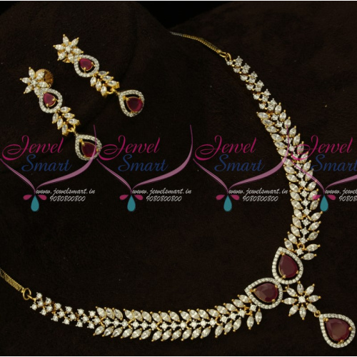 NL14954 Ruby White Marquise CZ Stones Latest Stylish Fashion Jewellery Set Online