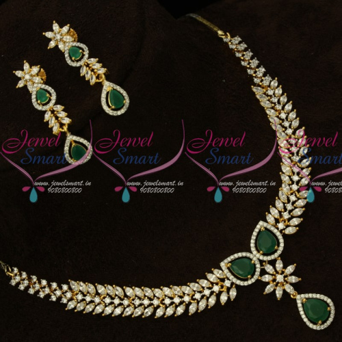 NL14955 Emerald Green White Marquise CZ Stones Latest Stylish Fashion Jewellery Set Online