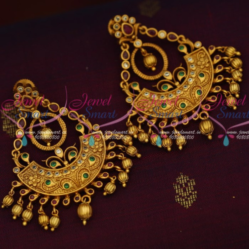 ER15068 Latest Offer Price Chand Bali Matte Gold Finish Imitation Jewelry Designs Online 