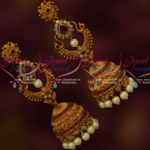 J14892 Long Size Low Price Floral Design Jhumka Earrings Antique Fashion Jewellery Online