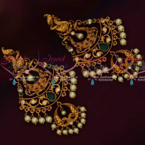 ER14891 Matte Gold Finish Peacock Design Tops Long Layer Earrings Latest Fashion Jewelry Low Price Online