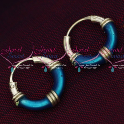 ER15846 92.5 Silver Jewellery Small Bali Hook Blue Earrings Kids Daily Wear Jewelry Online