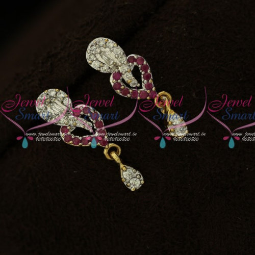 A1261 Ruby White Trendy Two Tone Plated AD Stones Ear Studs Online